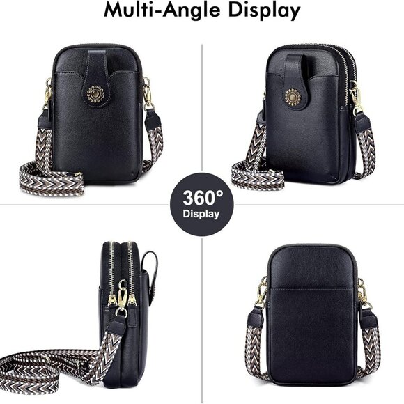 Leather Small Crossbody Purse for Women Cell Phone Bag Holder Wallet Purse Trave - Picture 2 of 6